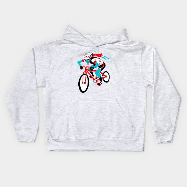 Female Cyclist Kids Hoodie by CoolCharacters